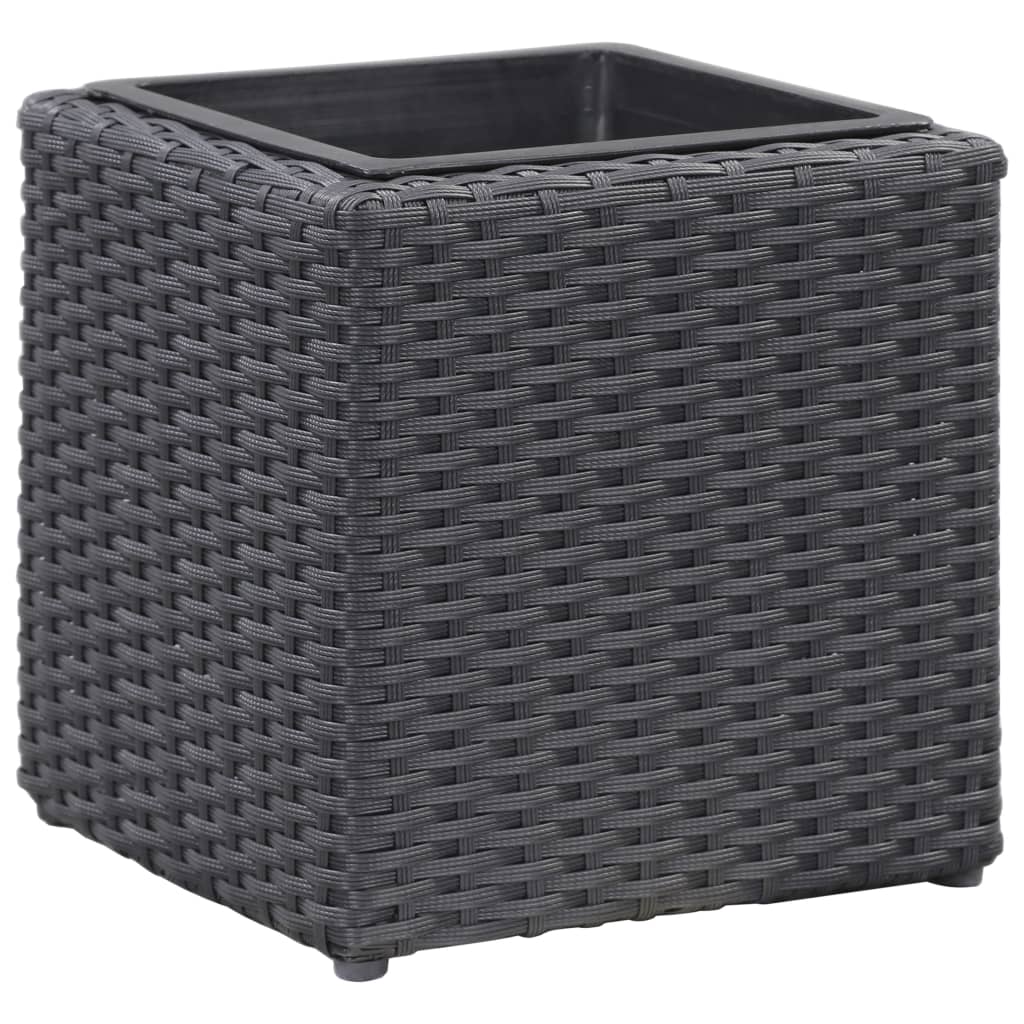 Plantenbakken verhoogd 3 st poly rattan zwart - AllerleiShop