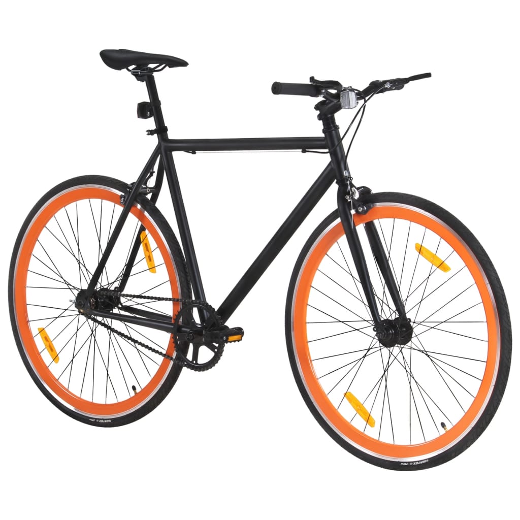 Fiets met vaste versnelling 700 c 51 cm zwart en oranje - AllerleiShop