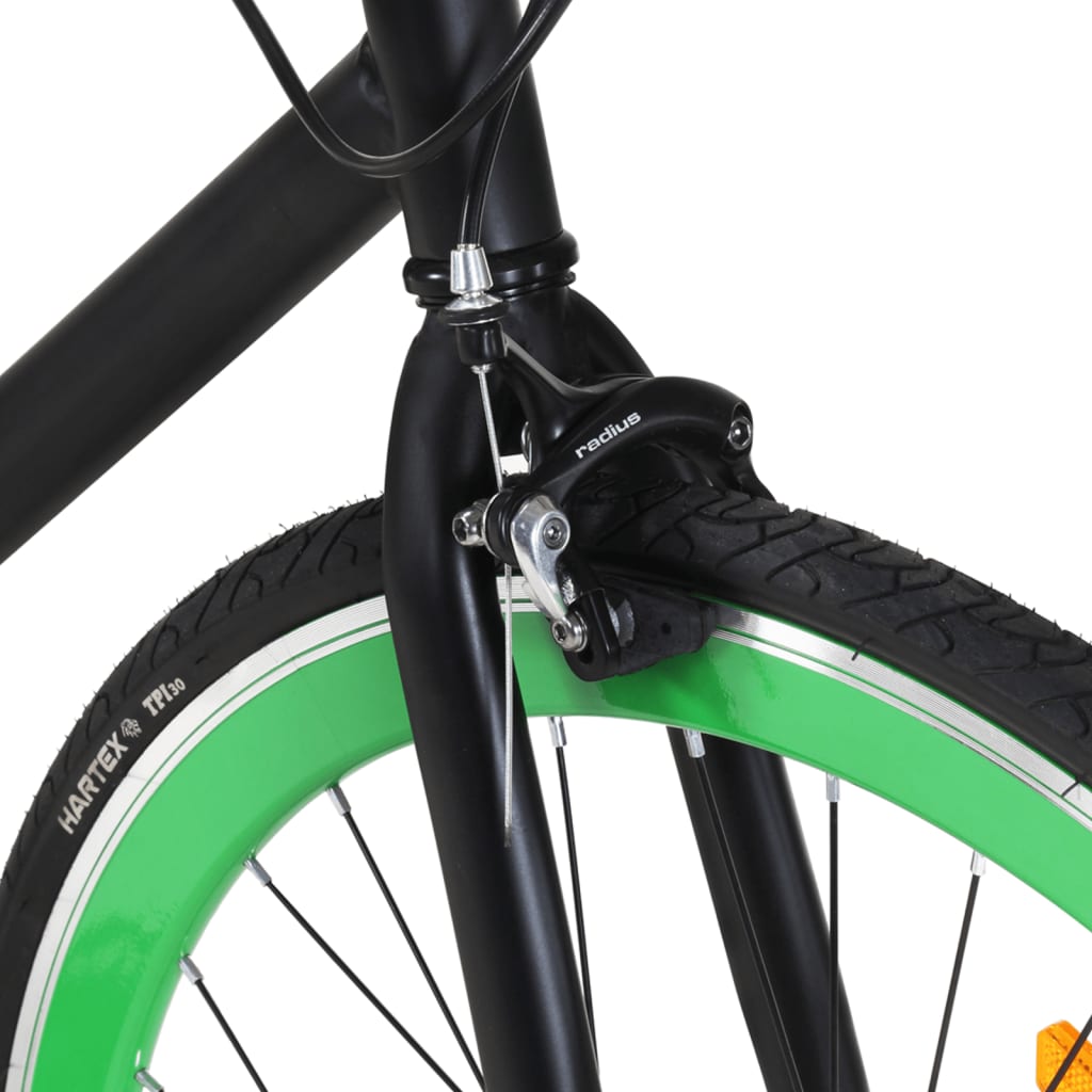 Fiets met vaste versnelling 700 c 55 cm zwart en groen - AllerleiShop