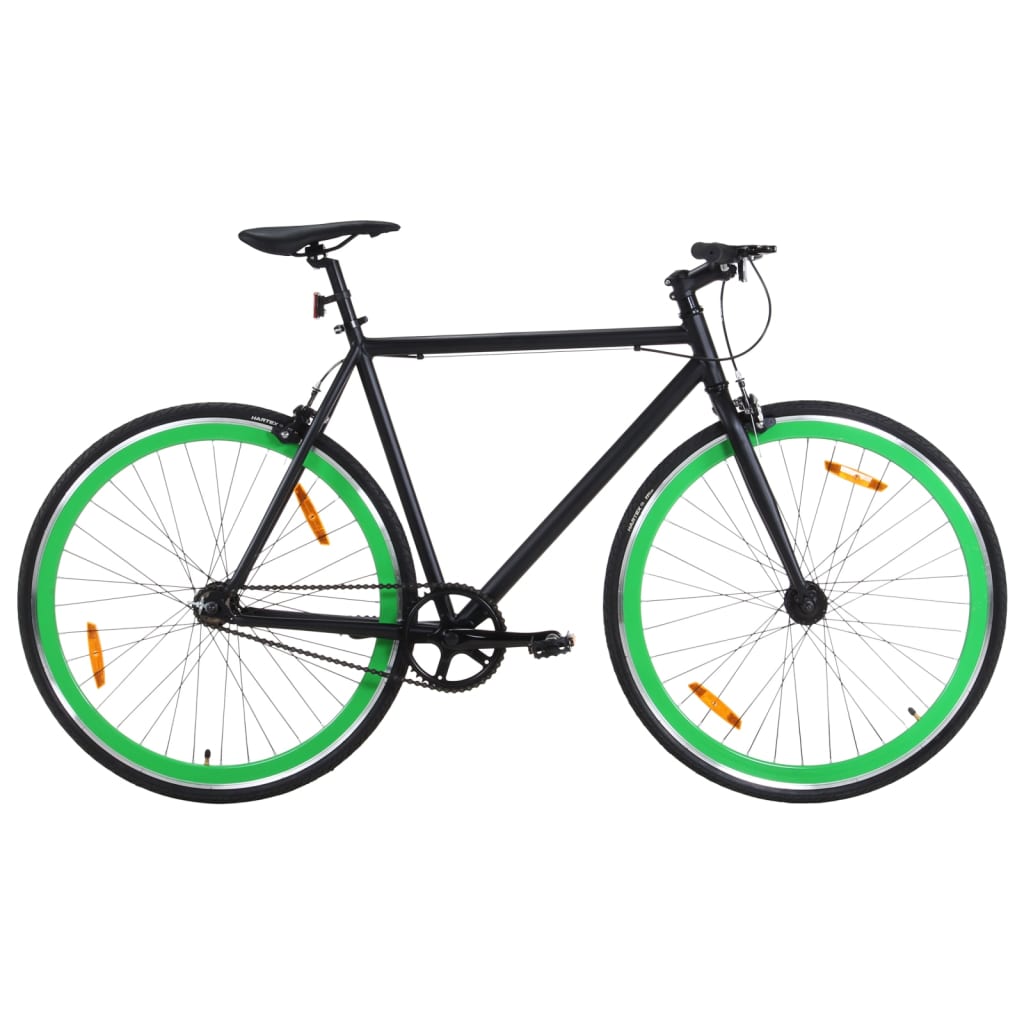 Fiets met vaste versnelling 700 c 59 cm zwart en groen - AllerleiShop