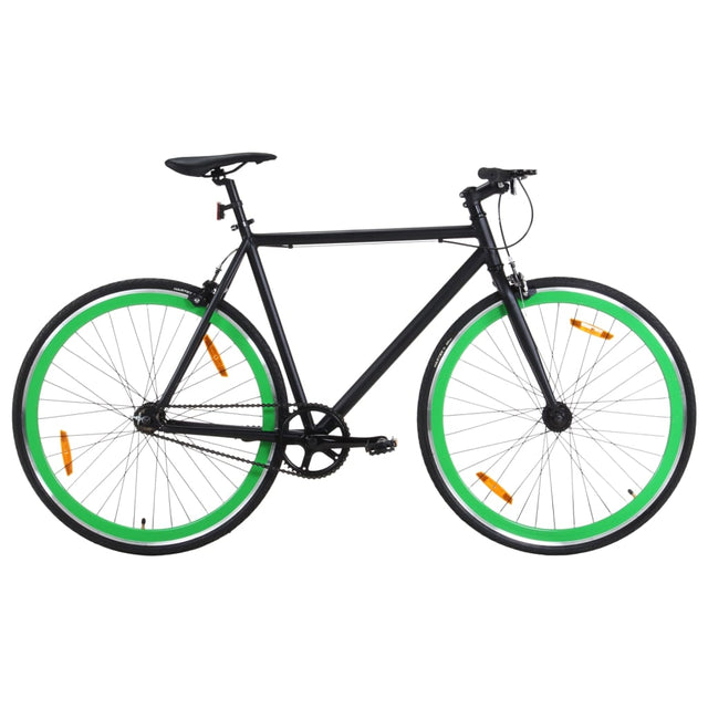 Fiets met vaste versnelling 700 c 59 cm zwart en groen - AllerleiShop