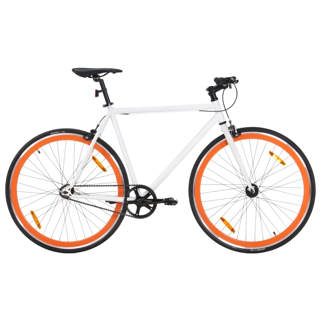 Fiets met vaste versnelling 700 c 51 cm wit en oranje - AllerleiShop