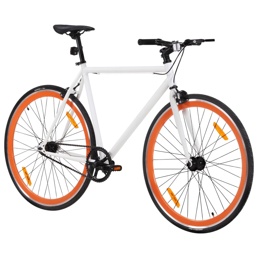 Fiets met vaste versnelling 700 c 51 cm wit en oranje - AllerleiShop