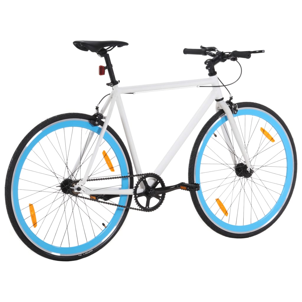 Fiets met vaste versnelling 700 c 51 cm wit en blauw