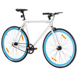 Fiets met vaste versnelling 700 c 55 cm wit en blauw - AllerleiShop