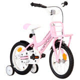 Kinderfiets met voordrager 14 inch wit en roze - AllerleiShop