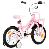 Kinderfiets met voordrager 14 inch wit en roze - AllerleiShop