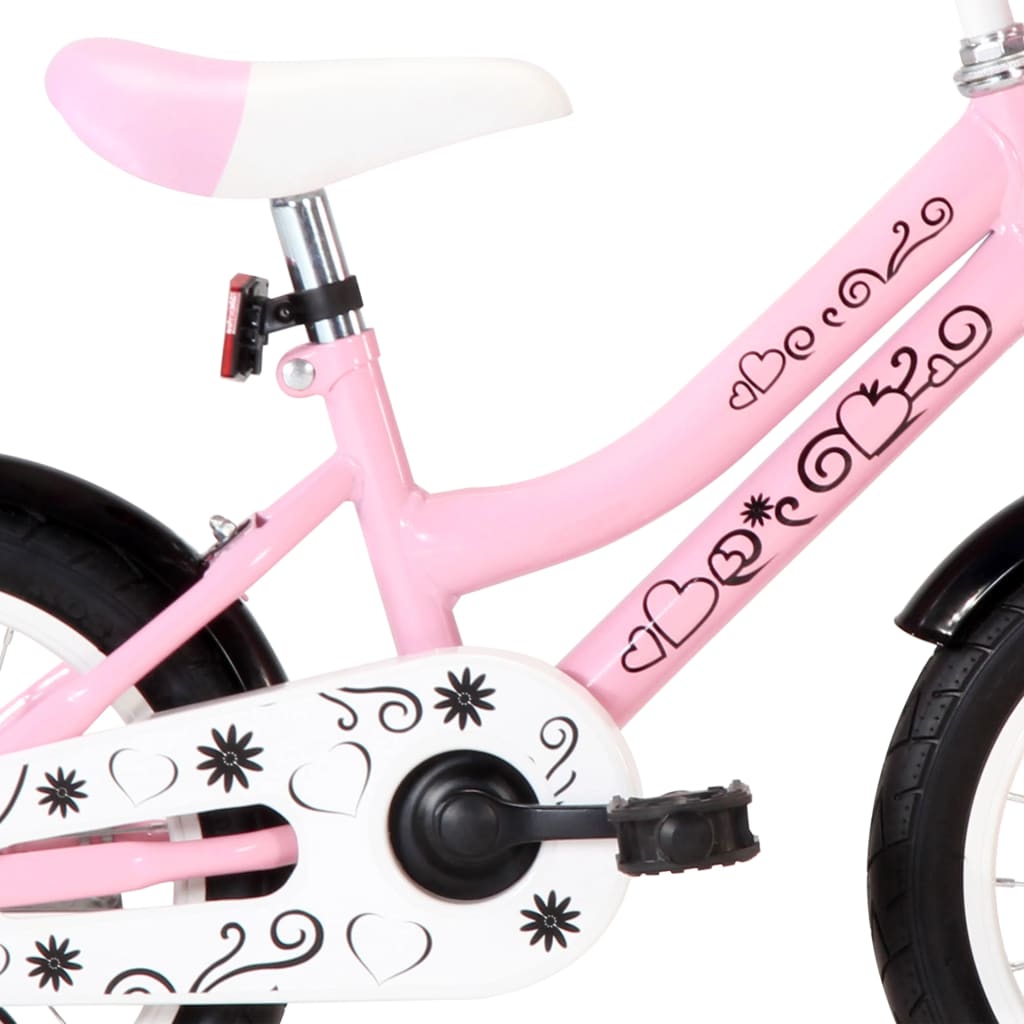 Kinderfiets met voordrager 14 inch wit en roze - AllerleiShop