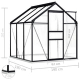 Tuinkas met basisframe 3,61 m³ aluminium antracietkleurig - AllerleiShop