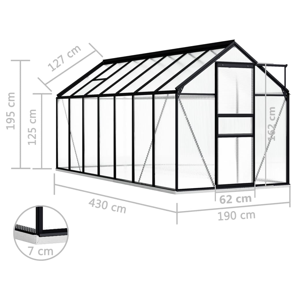 Tuinkas met basisframe 8,17 m³ aluminium antracietkleurig - AllerleiShop