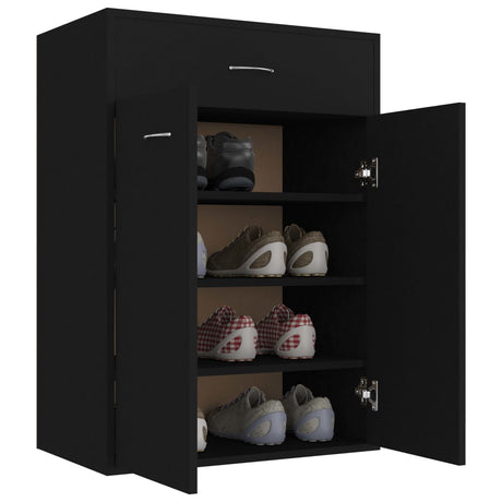 Schoenenkast 60x35x84 cm bewerkt hout zwart - AllerleiShop