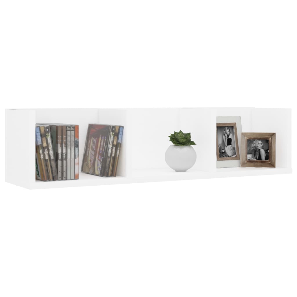 Cd-wandschap 75x18x18 cm bewerkt hout wit - AllerleiShop