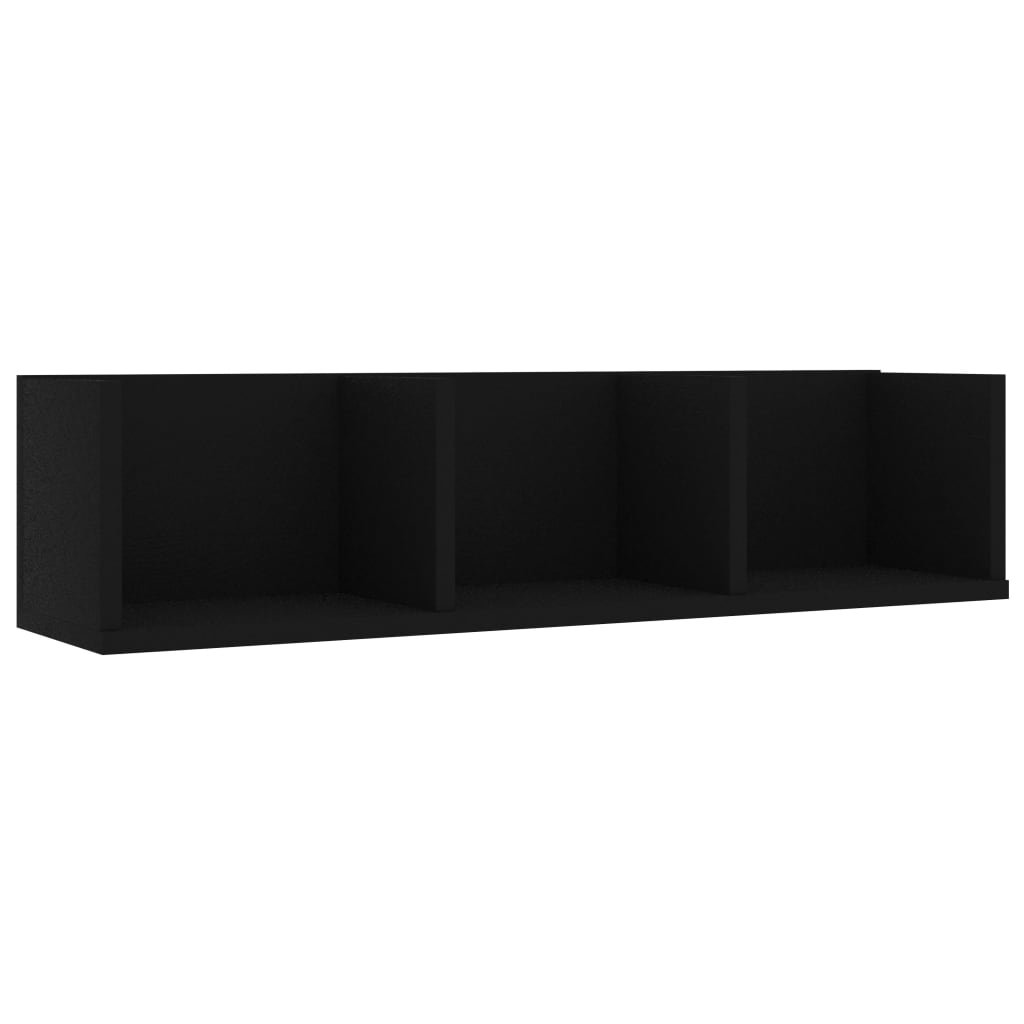 Cd-wandschap 75x18x18 cm bewerkt hout zwart - AllerleiShop