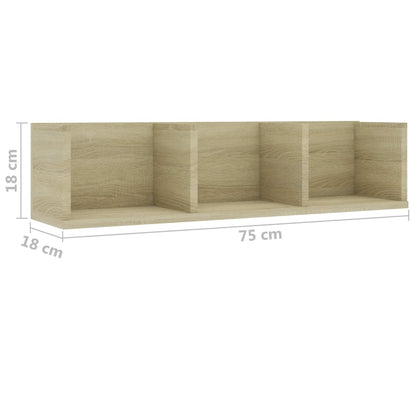 Cd-wandschap 75x18x18 cm bewerkt hout sonoma eikenkleurig - AllerleiShop