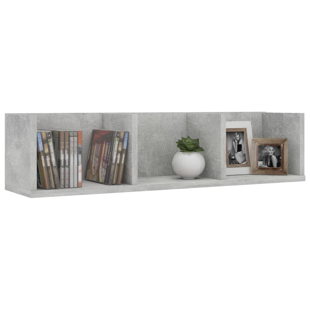 Cd-wandschap 75x18x18 cm bewerkt hout betongrijs - AllerleiShop