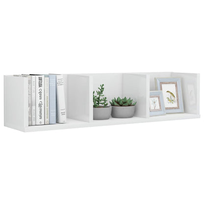 Cd-wandschap 75x18x18 cm bewerkt hout hoogglans wit - AllerleiShop