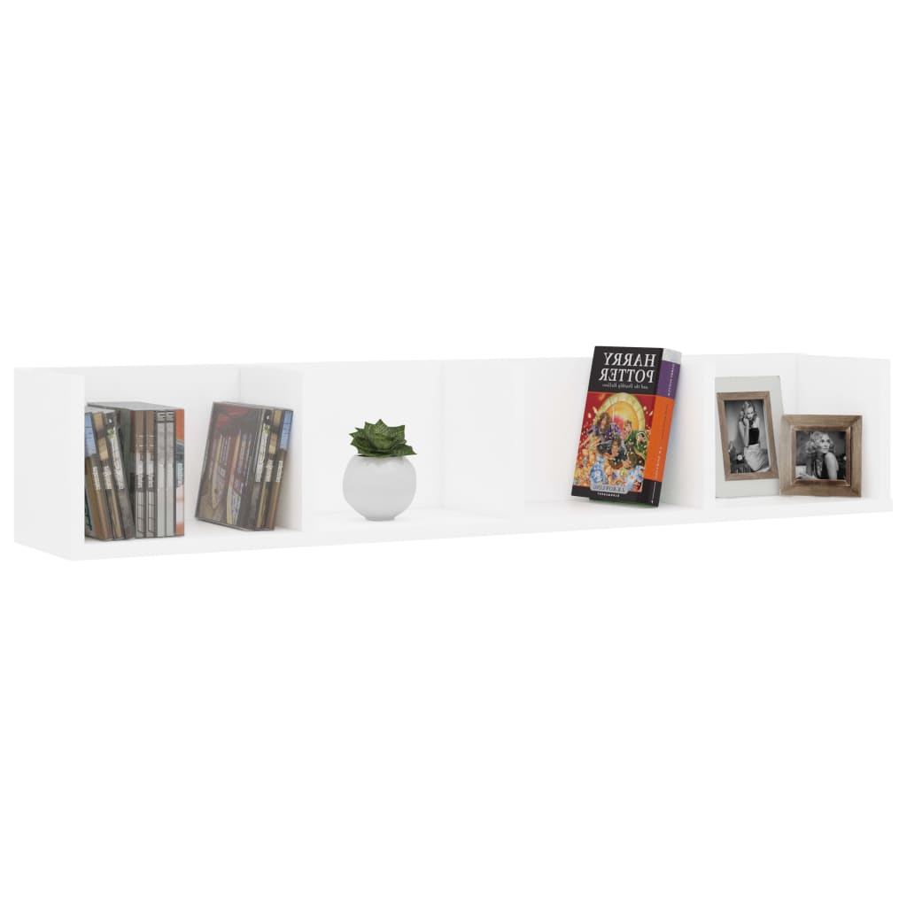 Cd-wandschap 100x18x18 cm bewerkt hout wit - AllerleiShop