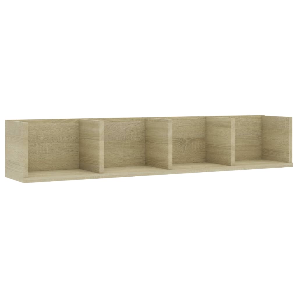 Cd-wandschap 100x18x18 cm bewerkt hout sonoma eikenkleurig - AllerleiShop