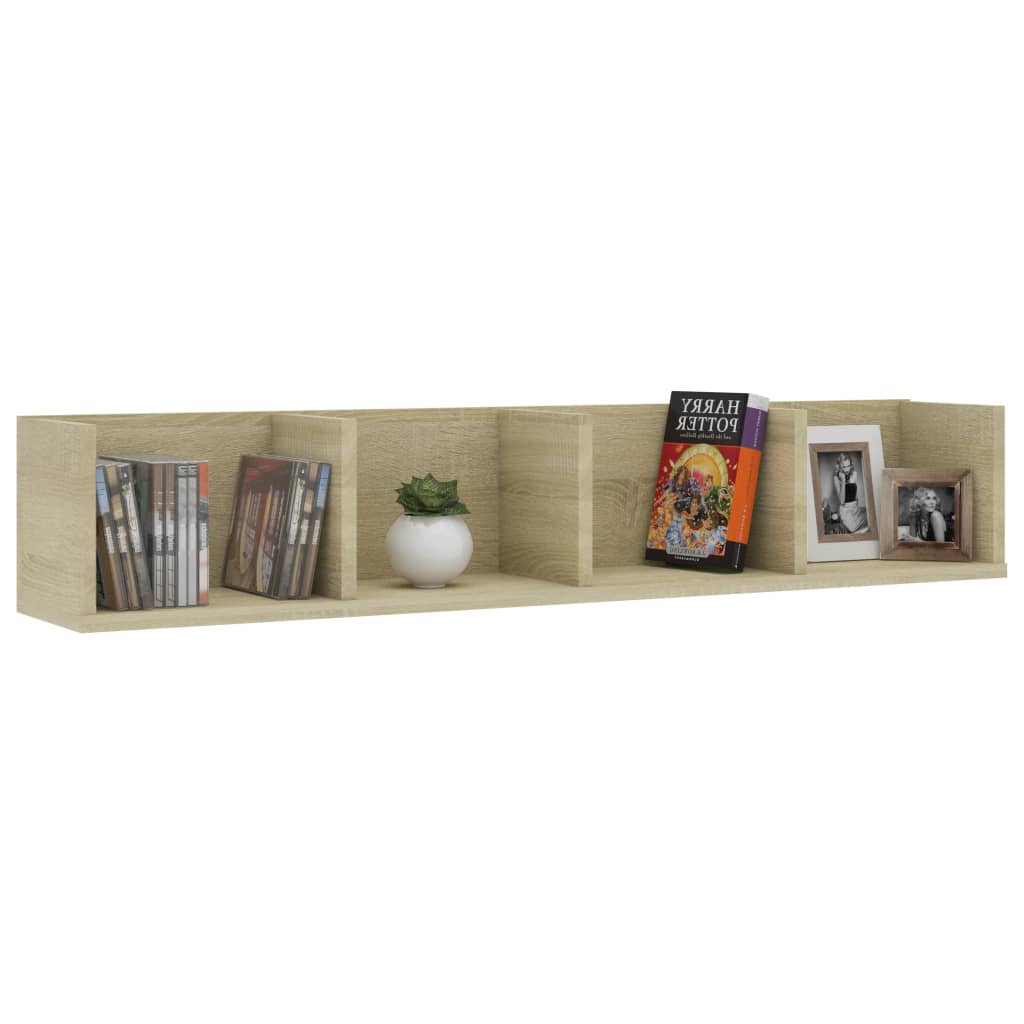 Cd-wandschap 100x18x18 cm bewerkt hout sonoma eikenkleurig - AllerleiShop