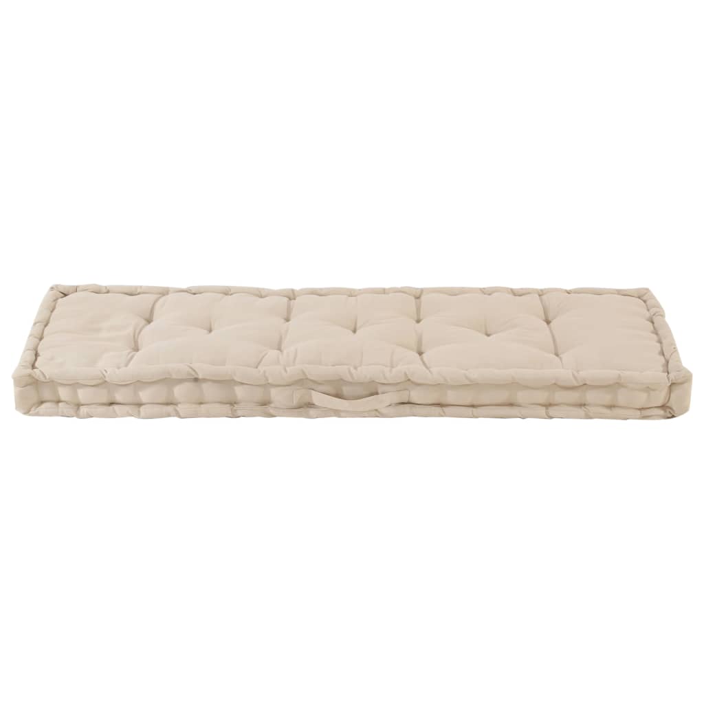 Palletvloerkussen 120x40x7 cm katoen beige - AllerleiShop