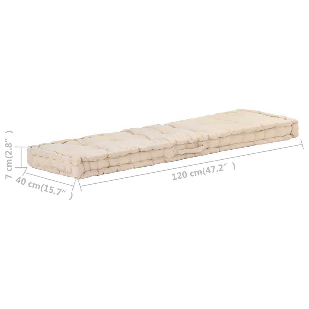 Palletvloerkussen 120x40x7 cm katoen beige - AllerleiShop