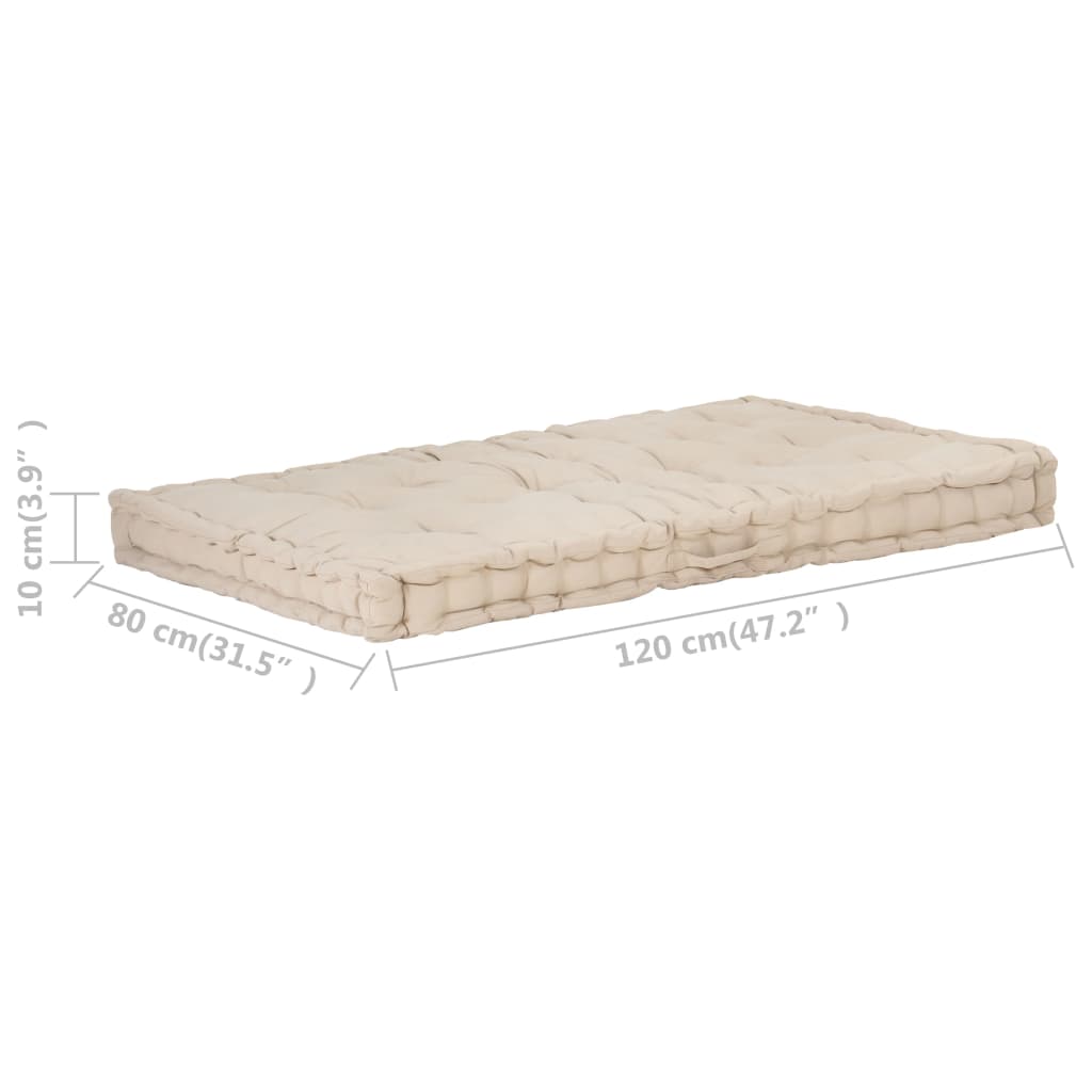 Palletvloerkussen 120x80x10 cm katoen beige - AllerleiShop