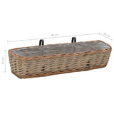 Balkonbakken 2 st 80 cm wicker met PE-voering