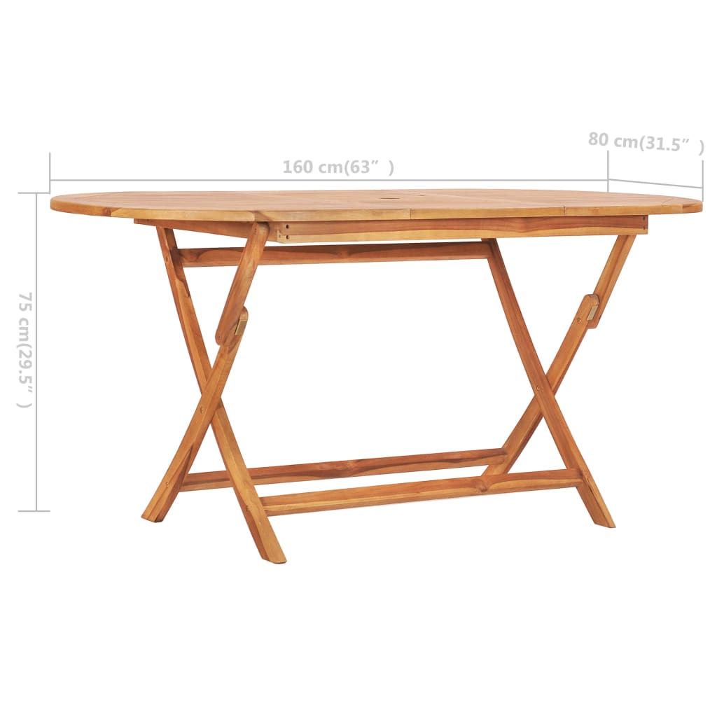 Tuintafel inklapbaar 160x80x75 cm massief teakhout - AllerleiShop