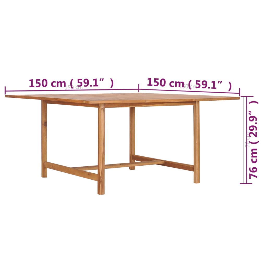 Tuintafel 150x150x76 cm massief teakhout - AllerleiShop