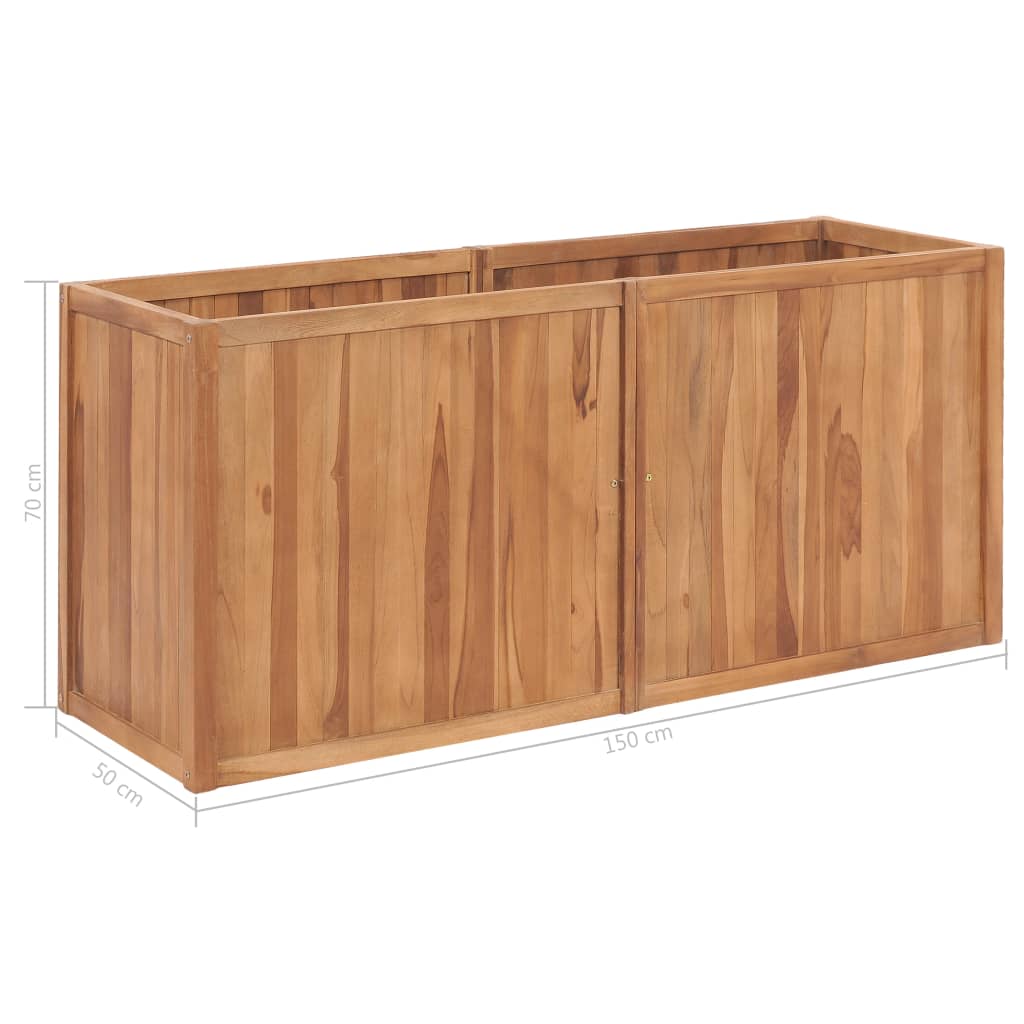 Plantenbak verhoogd 150x50x70 cm massief teakhout - AllerleiShop