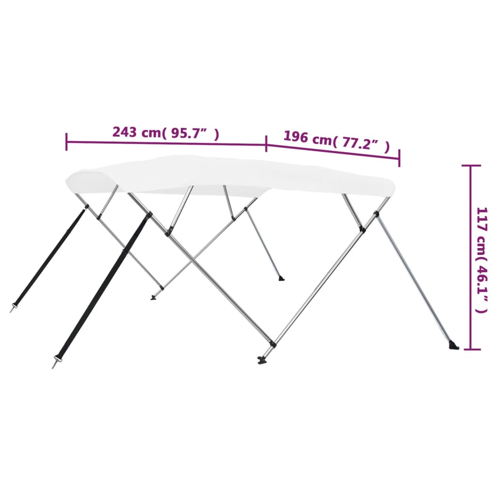 Biminitop 4-boogs 243x196x137 cm wit