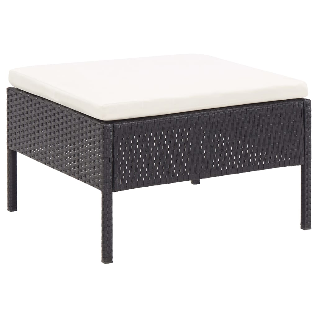 6-delige Loungeset met kussens poly rattan zwart - AllerleiShop
