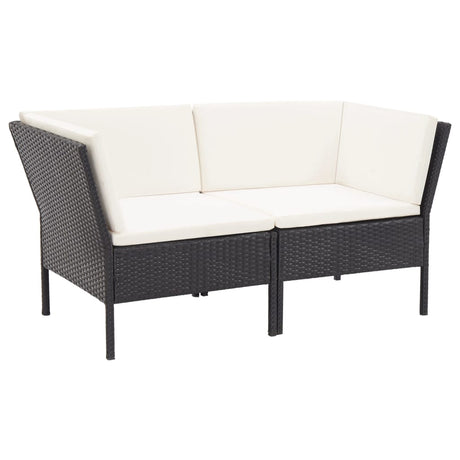 6-delige Loungeset met kussens poly rattan zwart - AllerleiShop