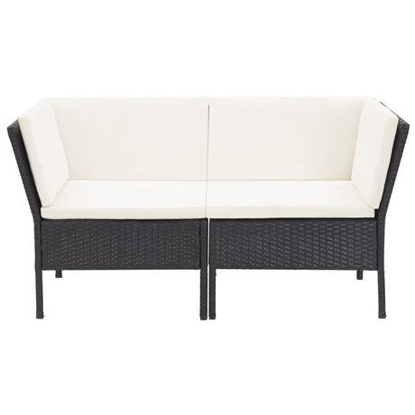 6-delige Loungeset met kussens poly rattan zwart - AllerleiShop