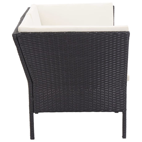 6-delige Loungeset met kussens poly rattan zwart - AllerleiShop