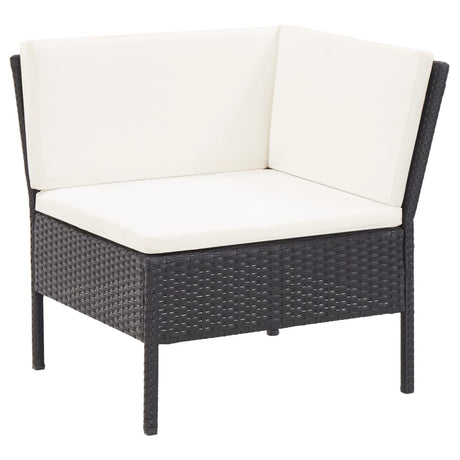 6-delige Loungeset met kussens poly rattan zwart - AllerleiShop
