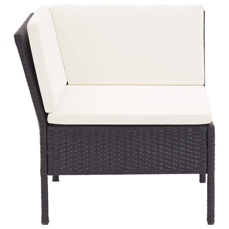 6-delige Loungeset met kussens poly rattan zwart - AllerleiShop