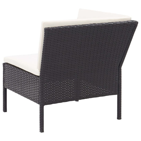 6-delige Loungeset met kussens poly rattan zwart - AllerleiShop