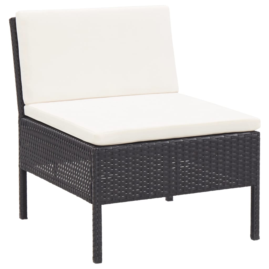 6-delige Loungeset met kussens poly rattan zwart - AllerleiShop