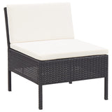6-delige Loungeset met kussens poly rattan zwart - AllerleiShop