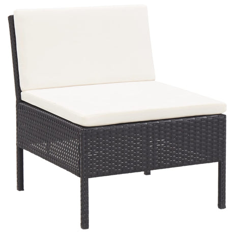 6-delige Loungeset met kussens poly rattan zwart - AllerleiShop