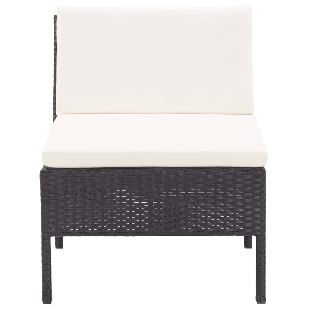 6-delige Loungeset met kussens poly rattan zwart - AllerleiShop