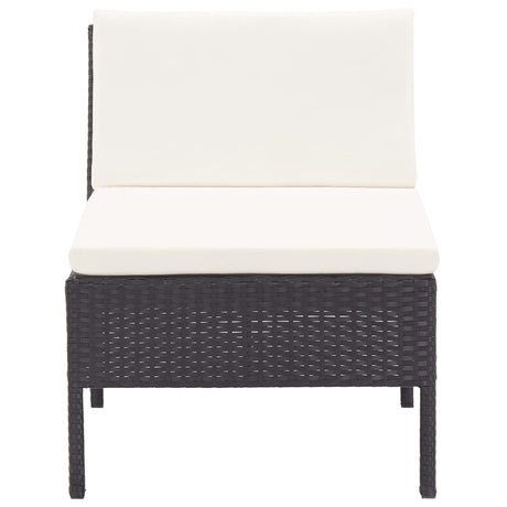 6-delige Loungeset met kussens poly rattan zwart - AllerleiShop