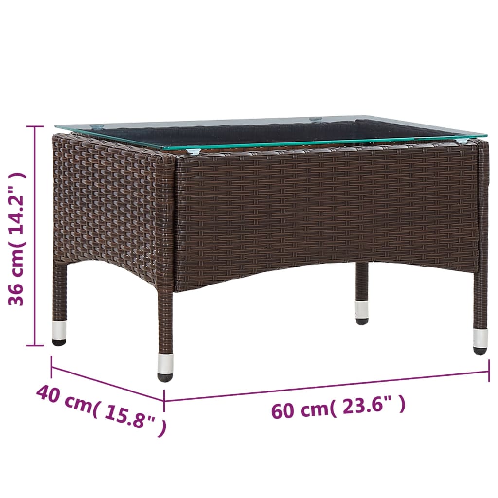 Salontafel 60x40x36 cm poly rattan bruin - AllerleiShop