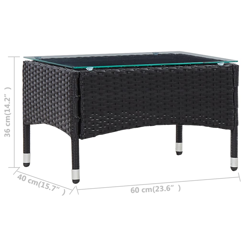 Salontafel 60x40x36 cm poly rattan zwart - AllerleiShop