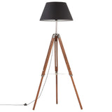 Vloerlamp driepoot 141 cm massief teakhout honingbruin en zwart