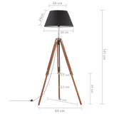 Vloerlamp driepoot 141 cm massief teakhout honingbruin en zwart