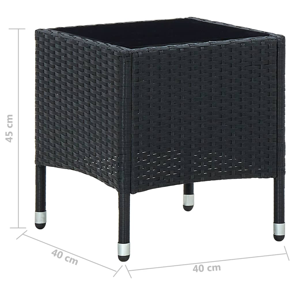 Tuintafel 40x40x45 cm poly rattan zwart - AllerleiShop