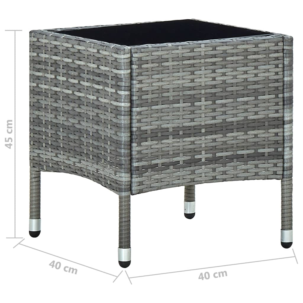 Tuintafel 40x40x45 cm poly rattan grijs - AllerleiShop