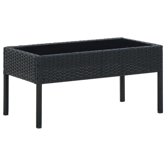 Tuintafel 75x40x37 cm poly rattan zwart - AllerleiShop